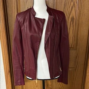 Calvin Klein Deep Red Leather Jacket